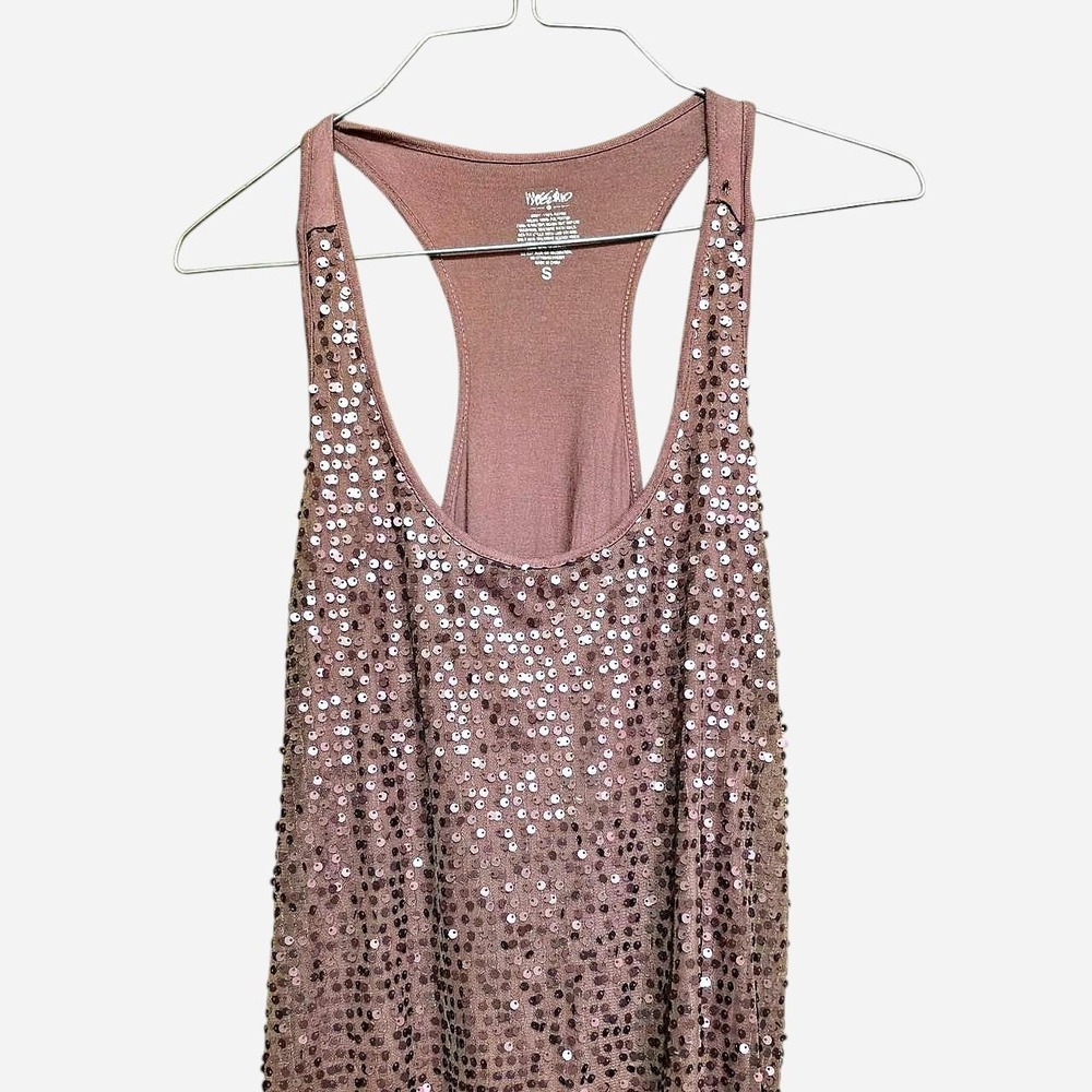 Pink sequin tank top with silver sequins
